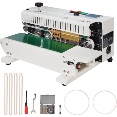 Mophorn Machine de scellage de sacs en continu, largeur de scellage de 0,24 à 0,47 po, scelleuse à bande horizontale avec contrôle numérique de la température, acier au carbone pour 0,02 à 0,8 mm (1/5)