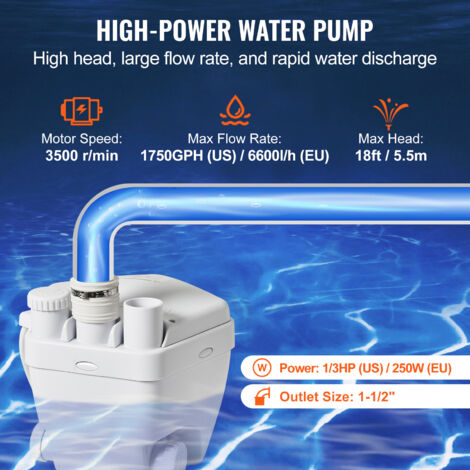 MixBubole 800W Pompe d'évier utilitaire fonction PCB 1HP Upflush 36ft