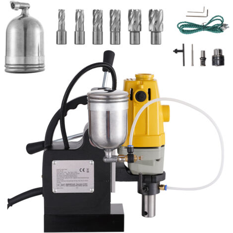Mophorn Perceuse à colonne magnétique 1100 W, diamètre d'alésage de 1-1/2 pouce (40 mm) MD40, force magnétique de 2810 lb, 670 tr/min avec kit de fraises annulaires HSS 6 pièces (1/5)
