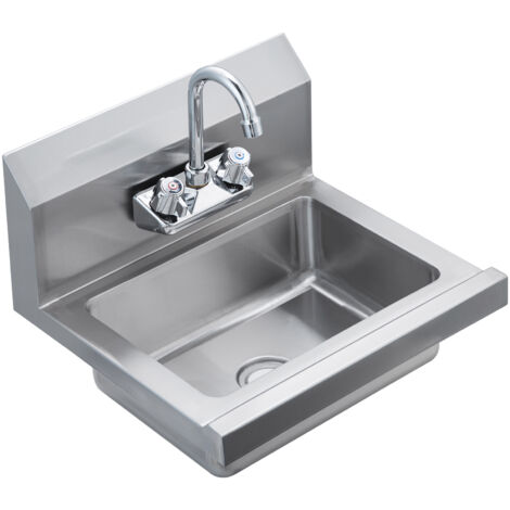 Mophorn Commercial Hand Sink, NSF Stainless Steel, 17x12.8 inch, Hand Washing, Wall Mount, Restaurant/Home, Voltage N/A, Material : Acier inoxydable/Argent. (1/5)