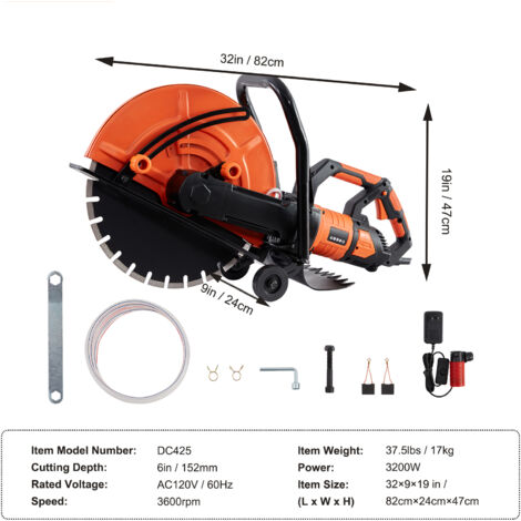 Machine scie mur béton à anneau électrique, 5000W Prof 290mm (Neu und