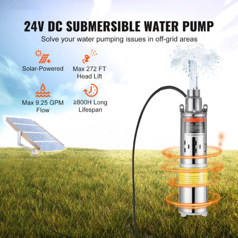 Pompe à Eau Solaire Submersible Hybride 2200W 3HP - Pour Puits Profonds Jusqu'à 125m, Irrigation, 155-189 L/min