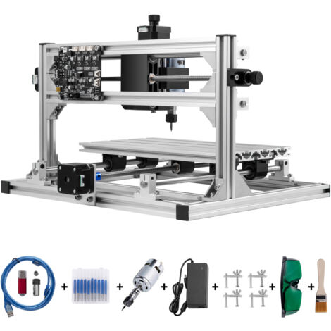 Mophorn – Kit de gravure CNC 3018 – Laser 500 mW – Zone de travail 30 x 18 cm – Vitesse de broche 10 000 tr/min – Pour bois, PVC, aluminium