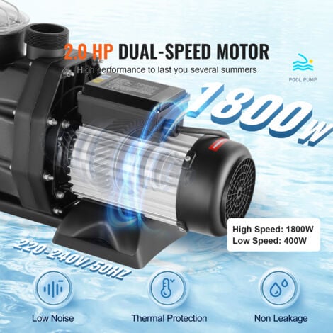 Mophorn Pompe de piscine hors sol  2HP, 220V-240V, double vitesse, 33000 L/H, certifiée CE