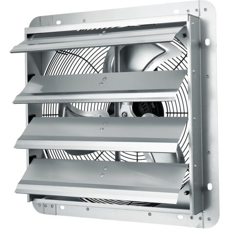 Mophorn Ventilateur d'extraction à obturateur, 406 mm, haute vitesse, 1 400 tr/min, 1 506 pi3/min, ventilateur de grenier à montage mural en aluminium avec moteur à courant alternatif