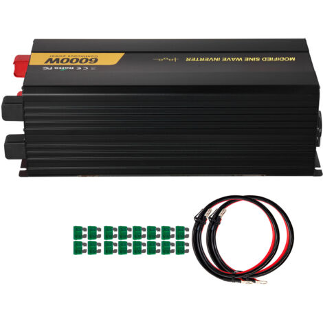 Mophorn Onduleur , 6000 W, onde sinusoïdale modifiée, convertisseur DC 12 V à AC 230 V avec écran LCD, télécommande, prises UE pour voiture, camping-car, bateau, camping (1/5)