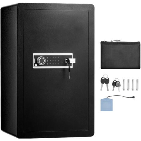 Mophorn  Coffre-fort à porte simple de 4,0 pi³ avec serrure à clé et mot de passe, coffre-fort avec sac ignifuge, porte-clés, lumière LED, 2 étagères et 1 armoire pour et objets, noir. (1/5)