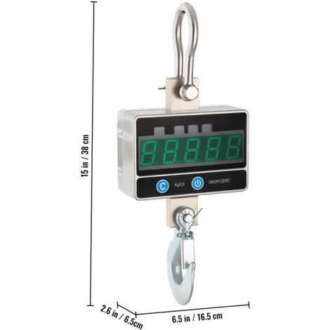 Balance Numérique Suspendue Industrielle - Capacité 1000 Kg (2200 Lb) - Modèle RCS-P1, Couleur Orange - Fonctions TARE, HOLD, ZERO - Neuf Avec Piles