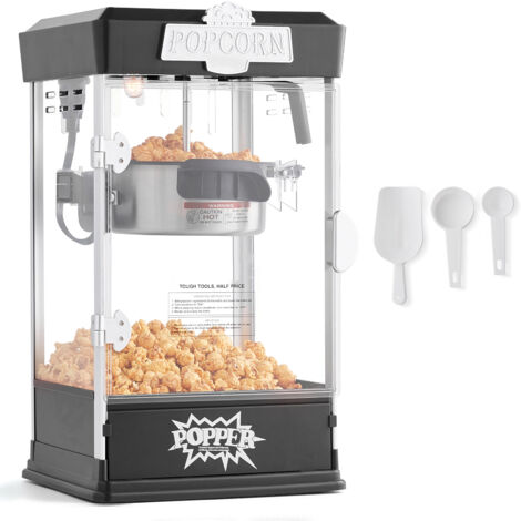 Mophorn Machine à pop-corn 480 W 4 oz Machine à pop-corn 1,5 gallon par lot Machine à pop-corn de table avec 3 cuillères Style cinéma Noir