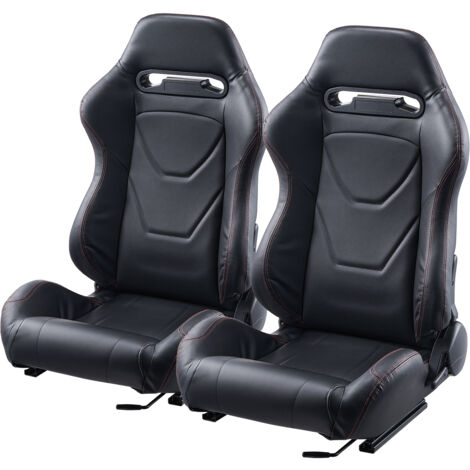 Mophorn Siège de course 2 pièces Cockpit inclinable réglable avec mousse PVC haute résilience et curseur Q235B pour voitures de course et karts