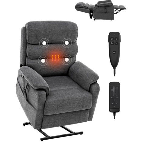 Mophorn Fauteuil inclinable électrique , double moteur avec chaleur et massage, cordes antichute, réglage de position infini, fauteuil inclinable électrique, taille moyenne, gris foncé (1/5)