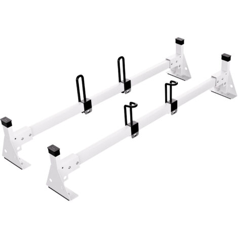 Mophorn Porte-échelle de remorque, 54" 2 barres transversales pour toit d'échelle - Porte-échelle de toit de fourgonnette en acier robuste avec capacité de 600 lb et sangles