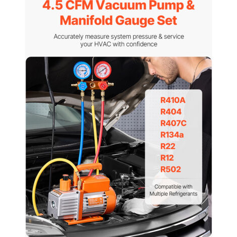 Manomètre AC 3 Voies Shkalacar - Pour R134a R32 R410A - Avec Adaptateur - Professionnel HVAC