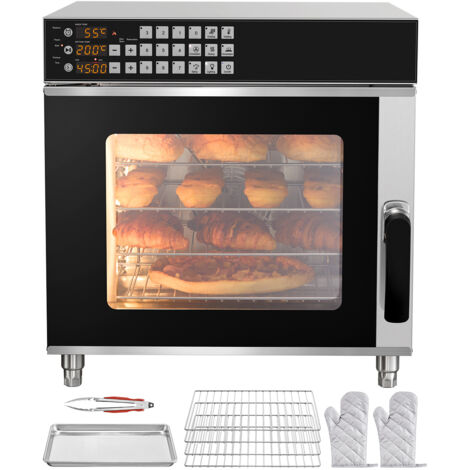 Mophorn Four à convection commercial, capacité de 58 L, 2 800 W, 4 niveaux, acier inoxydable, pour la pâtisserie au restaurant et à la maisonProduit