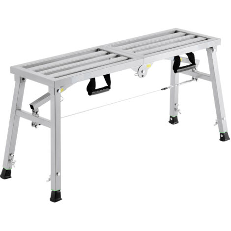 Mophorn – Plateforme d'échafaudage portable pliable – Hauteur réglable 3 niveaux – Acier galvanisé – Capacité 400 lb – Pieds antidérapants pour surfaces irrégulières