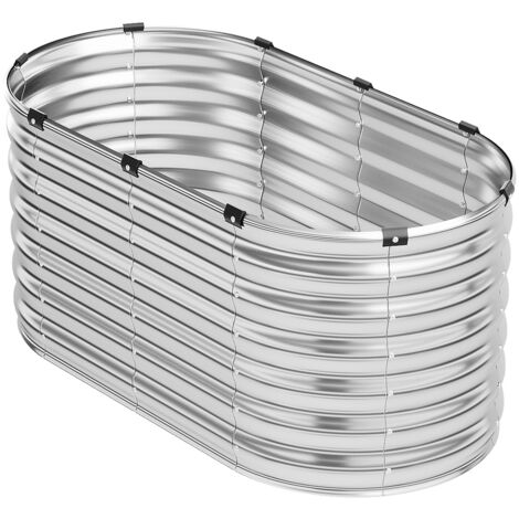 Mophorn Bol à shampoing portable Metal Rais, hauteur et angle réglables, avec tuyau de drainage, lit de jardin noirci, jardinière extérieure galvanisée 4 x 2 x 2 pi, fond ouvert, grand ovale (1/5)