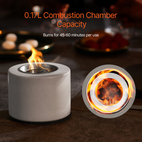 NEWIMAGE Boule à Feu De Table 29 Cm - Foyer Bioéthanol Intérieur Extérieur Blanc Mat