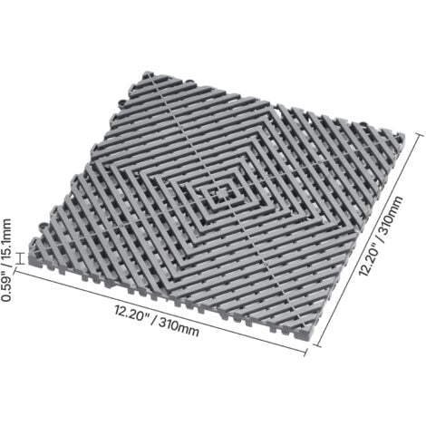 Lot De 12 Dalles De Sol En Caoutchouc Emboîtables De 30,5 Cm Pour Salle De Bain, Piscine, Patio, Balcon, Douche, Cuisine, Cour (noir