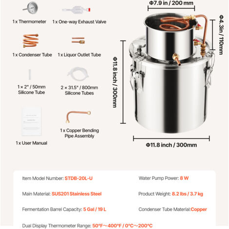 VEVOR SEAU DE Fermentation 26 L Cuve de Fermentation en Acier Inox avec