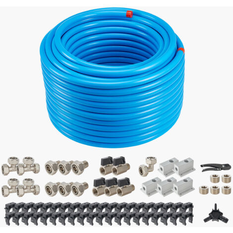 Mophorn Kit de conduite de compresseur d'air, système de tuyauterie d'air comprimé en PEHD-aluminium 200 pieds x 3/4 po, étanche et facile à installer, bleu