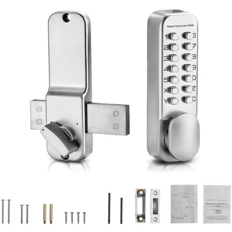 Mophorn Serrure de porte mécanique sans clé, serrure de porte à 14 clés avec bouton de pouce réglable, alliage de zinc unilatéral étanche, pour la maison et le bureau (1/5)