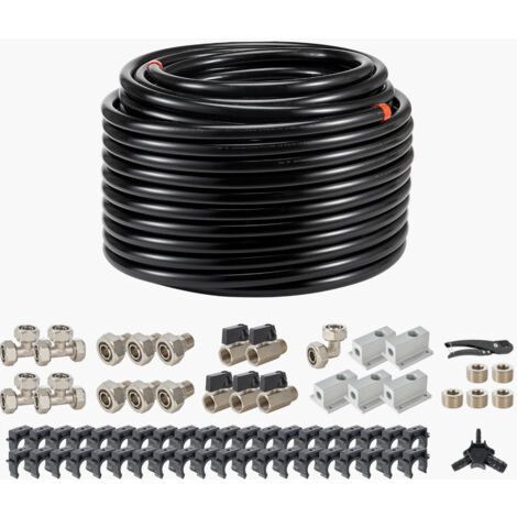 Mophorn Kit de conduite de compresseur d'air, 200 pieds x 3/4", système de tuyauterie en PEHD-aluminium, étanche et installation facile, tubes pour garages et ateliers, noir