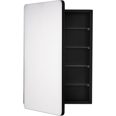 Armoire Miroir Ovale Encastrée Avec Étagères Réglables Et Cadre Métal