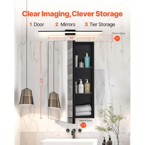 LNZHAO Armoire à Pharmacie De Salle De Bain Avec Miroir, Armoire à Pharmacie Murale Ou Encastrée