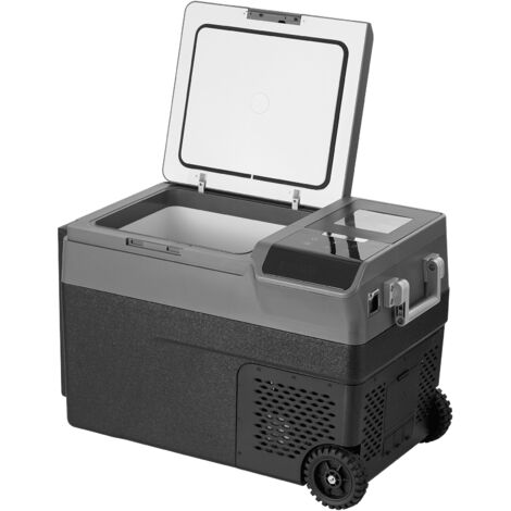 Mophorn Réfrigérateur de voiture portable, avec fabrication de glace, 12 volts, 35 L, congélateur à zone unique, réglable de -4 à 68 °F, avec roulettes pour camping, voiture et camping-car