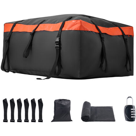 Mophorn Sac de transport de toit de voiture, 23 pieds cubes, PVC 840D robuste, 100 % étanche, avec serrure, tapis antidérapant, pour tous les véhicules