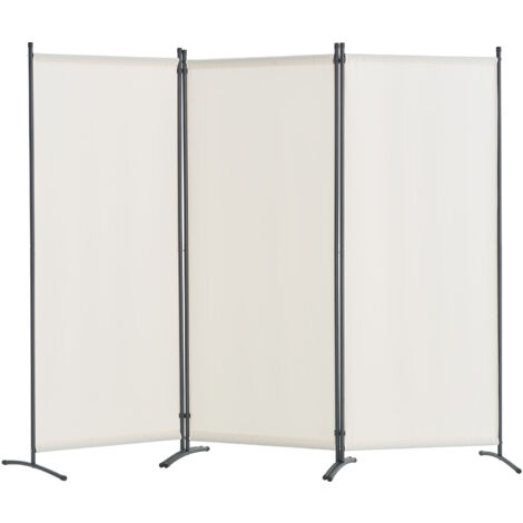 Mophorn Cloison de séparation, paravent de confidentialité pliable à 3 panneaux, cloison en tissu autoportante pour bureau, chambre, salle à manger et bureau, blanc (1/5)