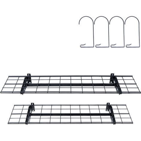 Mophorn Étagères de rangement pour garage  4 x 1 pi. Lot de 2 étagères de garage murales robustes. Capacité de charge totale de 400 lb. Idéal pour garage, abri de jardin, atelier.