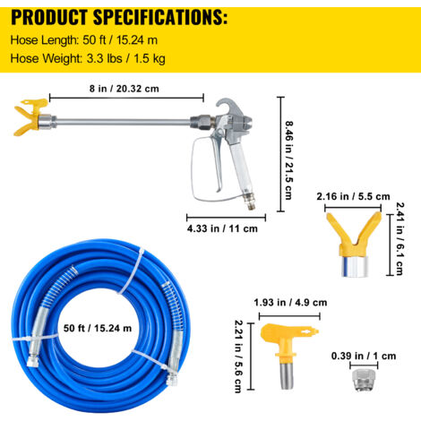 Tuyau Flexible Pour Pistolet à Peinture Sans Air 8m (26 Pieds) - Pression Max 5000 PSI
