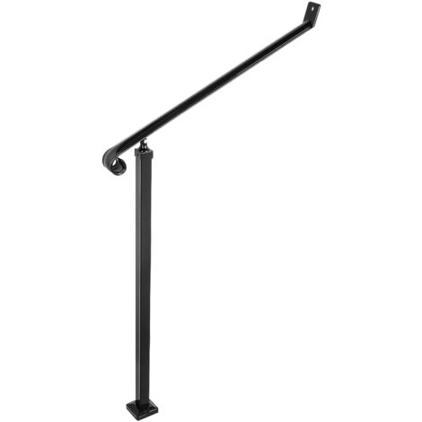 Mophorn – Rampe d'escalier en fer forgé 40 mm pour 2 marches – Revêtement en poudre résistant – Installation facile pour intérieur/extérieur