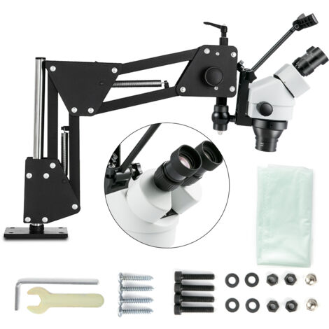 Mophorn Microscope à miroir incrusté à lentille de 76 mm de , micro-réglage multidirectionnel, support à ressort, outils de bijouterie, grossissement de 7X à 4,5X