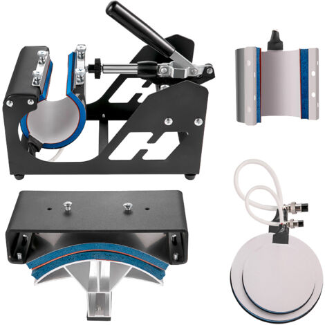 Mophorn Presse à chaud  6 en 1, 38 x 30 cm, machine de transfert de chaleur multifonctionnelle pour impression par sublimation de t-shirts, tasses, chapeaux, plaques, 110 V, noir