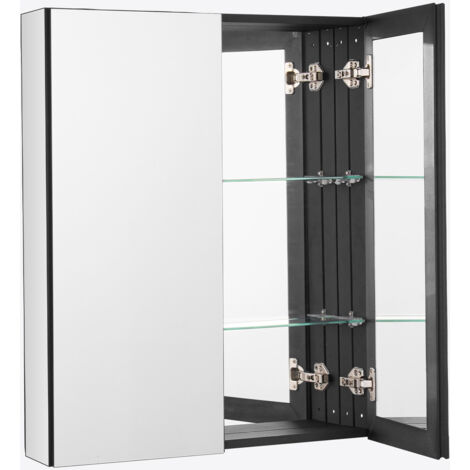 Mophorn Armoire à pharmacie, 26 x 30 pouces, armoire à pharmacie de salle de bain avec miroir, armoire murale à cadre en aluminium pour salle de bain, étagères réglables à 2 couches (1/5)