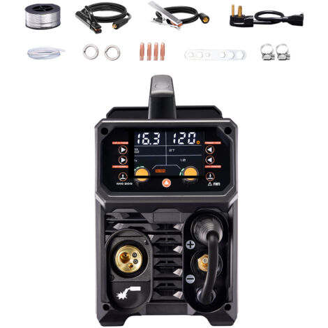 Mophorn Poste à souder MIG Pro - Solution de soudage avancée 200 A. Ce poste à souder synergique 5 en 1 offre les fonctions MIG Pluse, MIG au gaz, MIG à fil fourré, Stick et Lift TIG