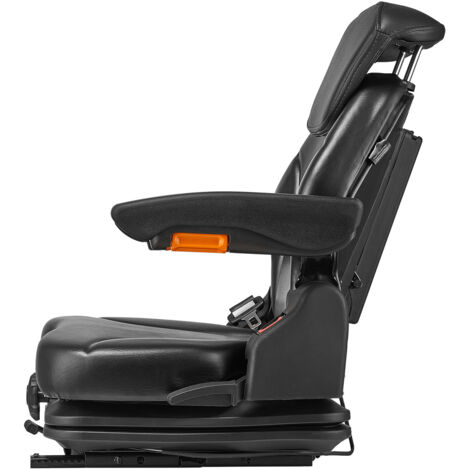 Mophorn Siège de chariot élévateur universel, siège de suspension pour tracteur avec dossier réglable, accoudoir, appui-tête et ceinture de sécurité
