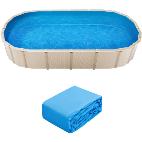 Mophorn Revêtement de piscine ovale - 24 x 12,3 pi, calibre standard, vinyle durable de style chevauchement. Remplacement idéal pour les piscines hors sol de 52 po de hauteur de paroi, couleur unie