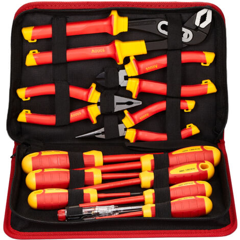 Mophorn Ensemble de tournevis isolés 12 pièces, outils d'électricien 1000 V, embouts magnétiques, pinces et pinces diagonales (professionnel)