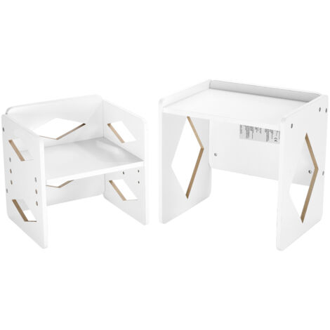 Mophorn Ensemble table et chaises de sevrage Montessori, ensemble en bois à hauteur réglable pour tout-petits de 1 à 5 ans, table d'activités pour enfants pour lire, manger et jouer, blanc