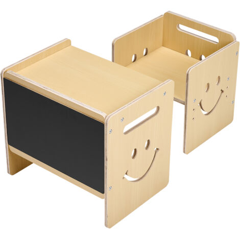 Mophorn Ensemble table et chaises de sevrage Montessori, ensemble en bois 3 en 1 pour tout-petits, table à hauteur réglable avec tableau noir pour les enfants de 1 à 5 ans