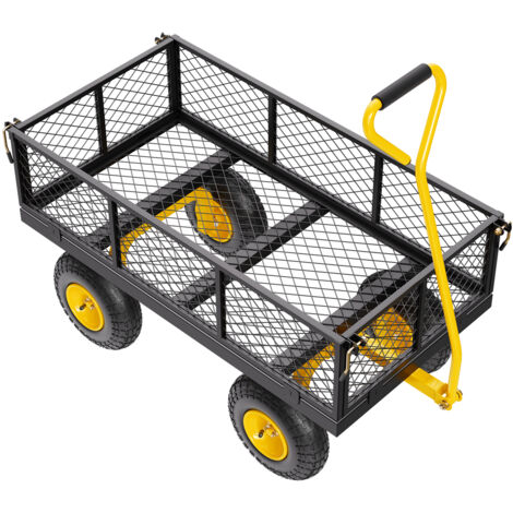 Mophorn – Chariot de jardin 900 lb – Acier Q235 durable – Conception 2 en 1 avec côtés amovibles – Poignée ergonomique à 180° – Pneus 25 cm (1/5)