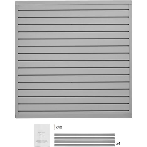 Mophorn Panneau mural à lattes - 4 x 4 pi PVC pour garage, conception modulaire, panneau à lattes gris, facile à installer, réglable, avec structure de couplage et découpe à faire soi-même