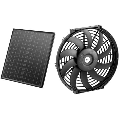 Mophorn Ventilateur de pignon Extracteur d'air de grenier solaire de 30 cm avec thermostat réglable et grille extérieure. Débit de 1 300 pi³/min. Ventilation silencieuse pour toiture