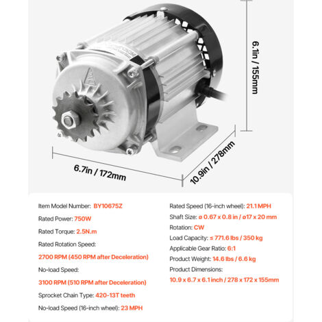 Mophorn Moteur électrique à courant continu 1800 W 48 V