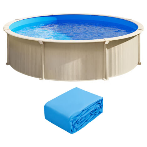 Mophorn Revêtement pour Piscine Ronde, 460x120 cm, Doublure Vinyle Style Unibead, Résistant à l'Usure, Maintien de l'Eau, pour Piscines Hors Sol de 120 cm de Hauteur, Couleur Unie