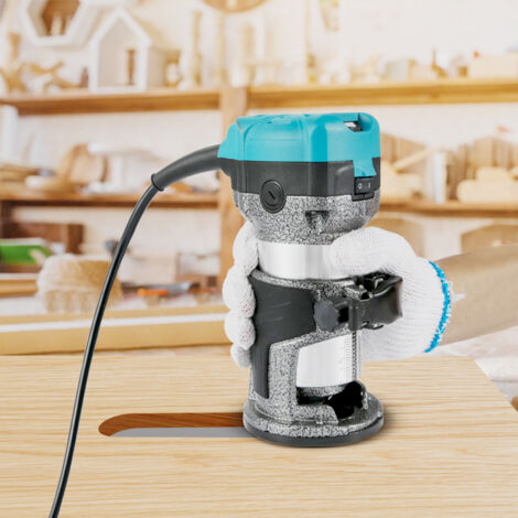 Mophorn – Routeur à bois 710W avec 3 pinces de serrage – Vitesse variable 13000-33000 r/min – Base fixe en aluminium pour travaux précis