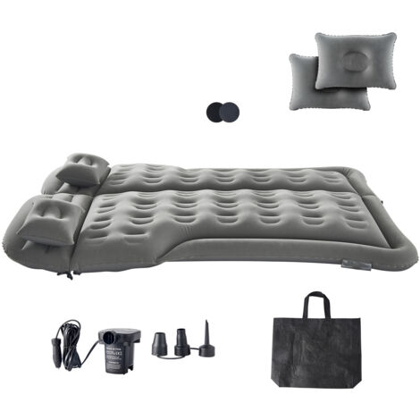 Mophorn Matelas gonflable pour voiture, lit épais floqué, matelas portable confortable et résistant avec pompe à air, embouts et sac de transport, adapté à la majorité des SUV et MPV, gris